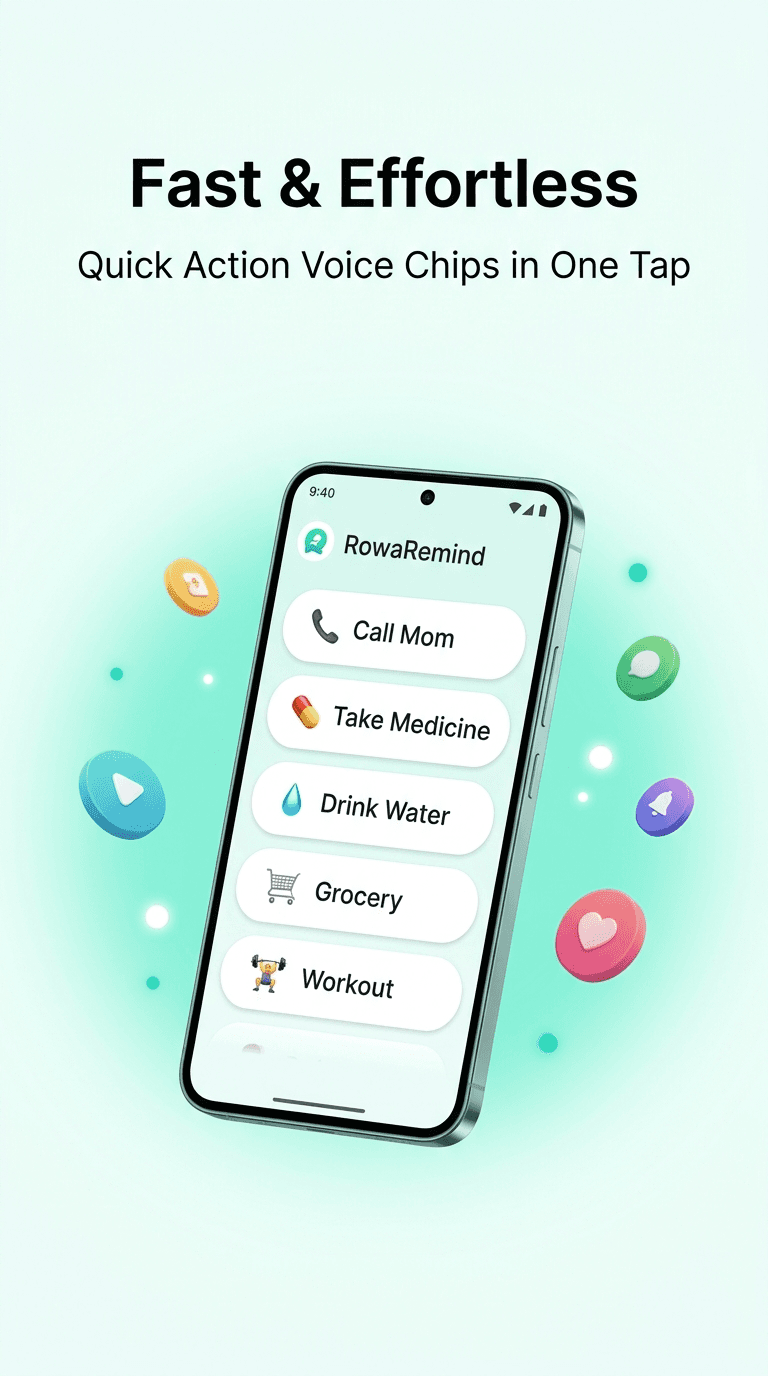 RowaMind Quick Voice Suggestion Chips Play Store Screenshot