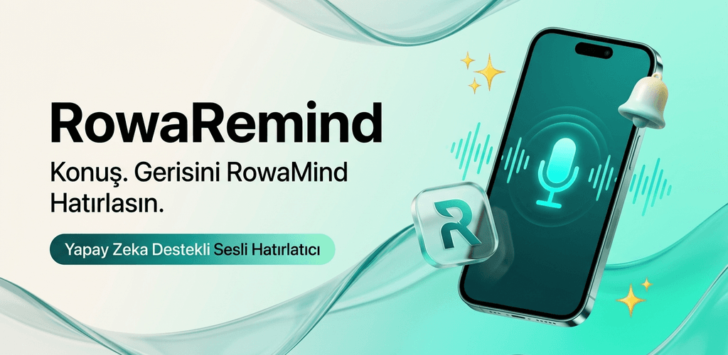 RowaMind Sesli AI Hatırlatıcı Google Play Başlık Görseli